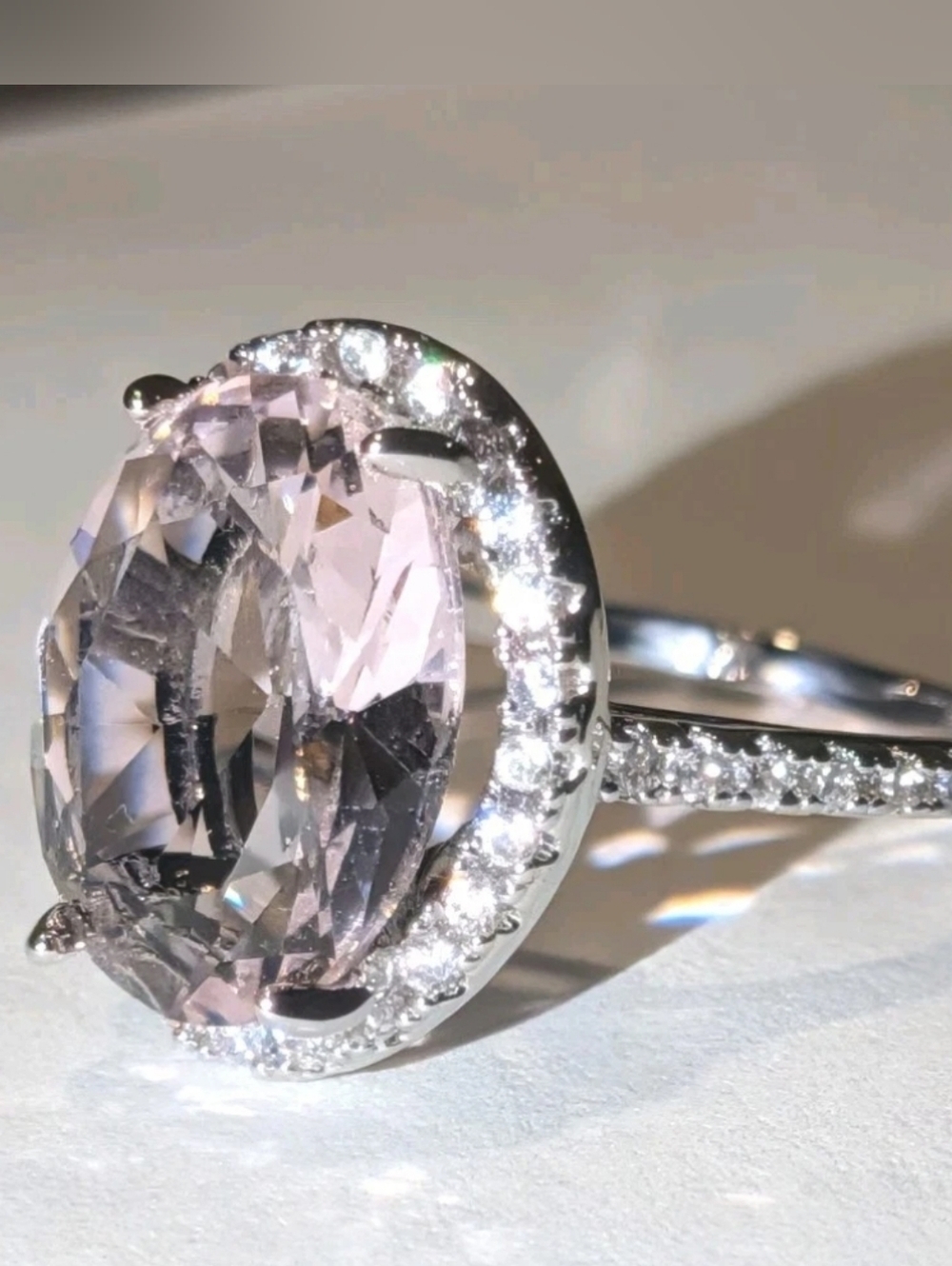 8ct Large Lab Created Pink Sparkling Gemstone Cocktail Ring For Women Sz 10